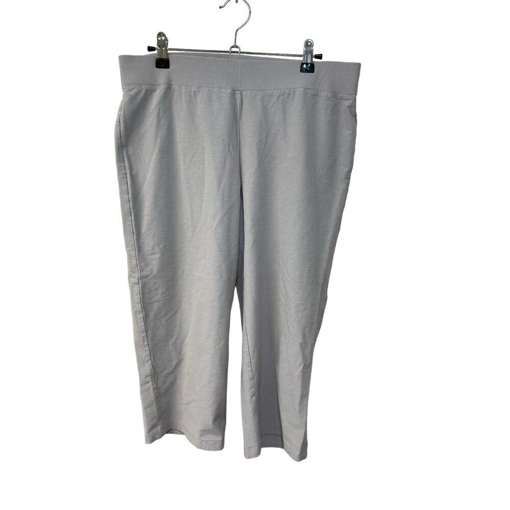 Eileen Fisher Gray Viscose Nylon Elastic Waist Cropped Capri Pants M